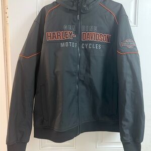 Harley-Davidson Black Jacket with Orange Trim and Logo